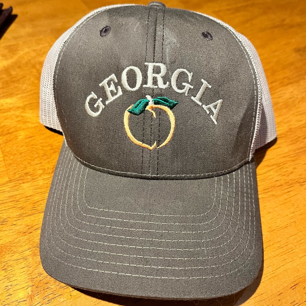 Gray Georgia Cap with Peach Embroidery
